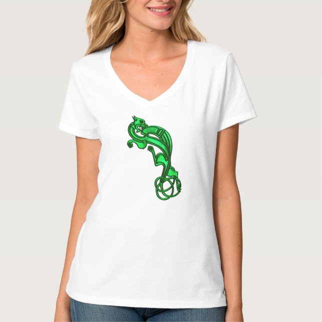 T-shirt Chien Celtique Métallisé Vert (Devant)