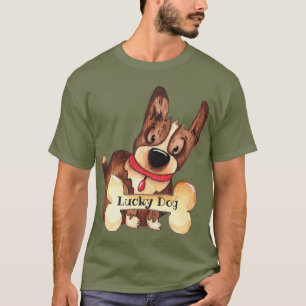 T-shirt Chien Chanceux Mignon avec Os Personnalisable