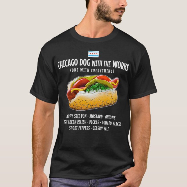 T-shirt Chien chaud à Chicago avec tout (Devant)