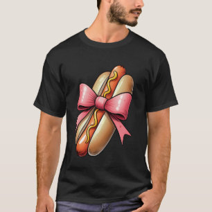 T-shirt Chien Chaud à l'Arc Coquette Ruban Rose Fête des M
