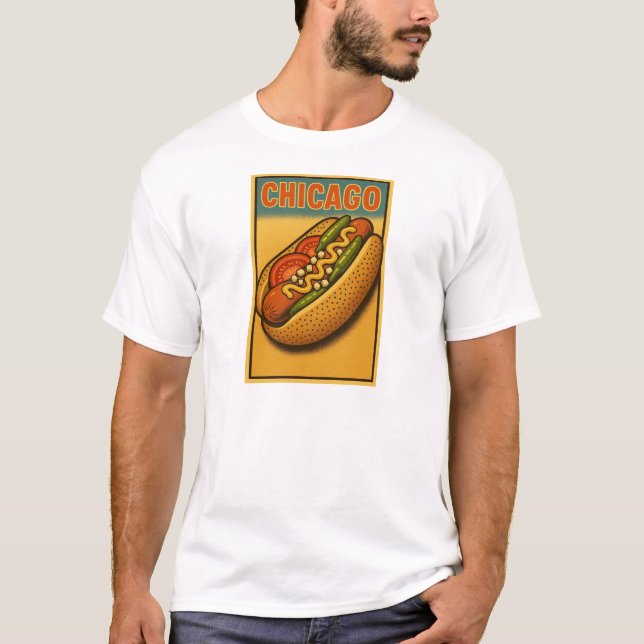 T-shirt Chien Chaud Chicago Retro (Devant)