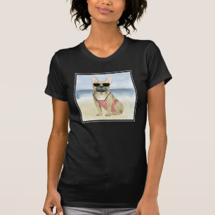 T-shirt Chien chaud Chiot En Lunettes De Soleil À La Pla