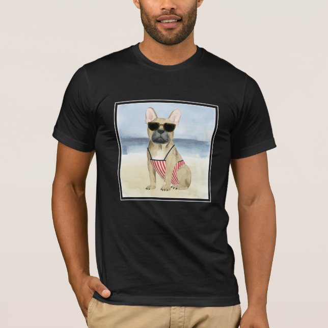 T-shirt Chien chaud | Chiot En Lunettes De Soleil À La Pla (Devant)