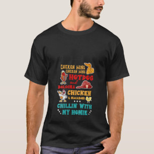 T-shirt Chien Chaud De L'Aile De Poulet Et Bologne Poulet