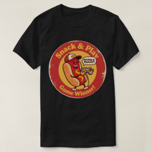 T-shirt Chien-chaud de style rétro avec manette de jeu vid