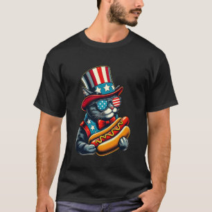 T-shirt Chien chaud drôle de chat HotDog 4 juillet