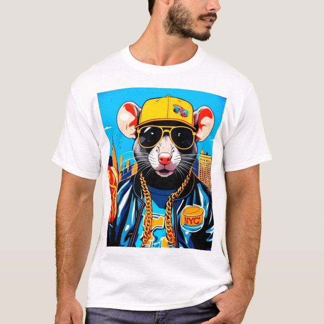 T-SHIRT CHIEN CHAUD MANGEANT NYC RAT 4 (Devant)