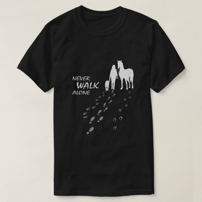 T-shirt Chien cheval ne jamais marcher seul cheval ventila (Design devant)