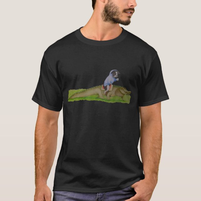 T-shirt Chien chevauchant un alligator (Devant)