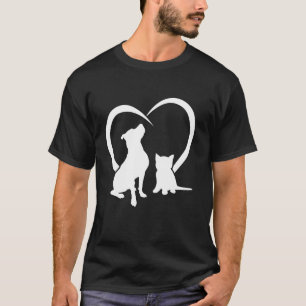 T-shirt Chien Chien Chien Chien et Bébé Chat Coeur Cute Ch