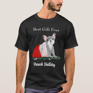 T-shirt Chien-chien français Chien-chien à Santa Hat