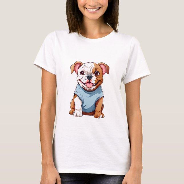 T-shirt Chien-chien mignon et heureux (Devant)