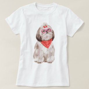 T-shirt Chien chih tzu chiot peint à la main