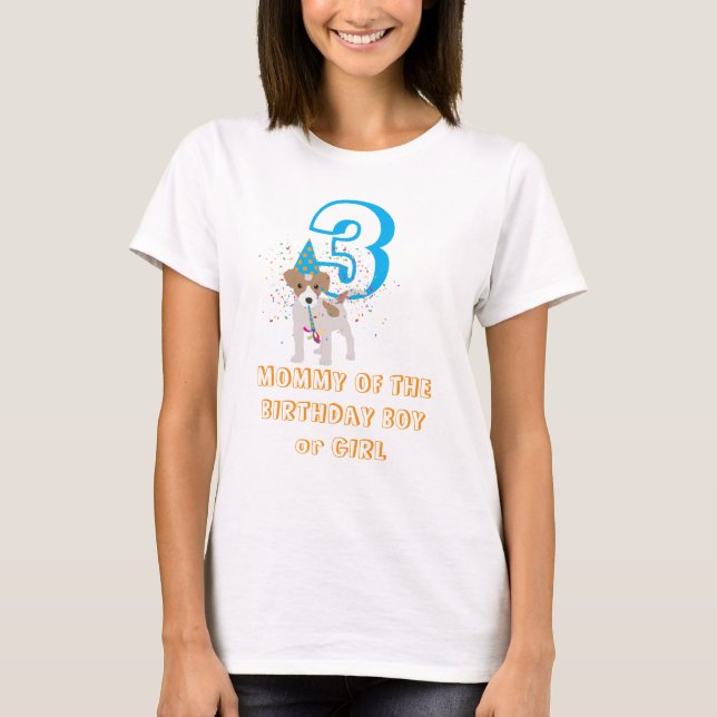T-shirt Chien Chiot Anniversaire Fête Maman Anniversaire G (Devant)