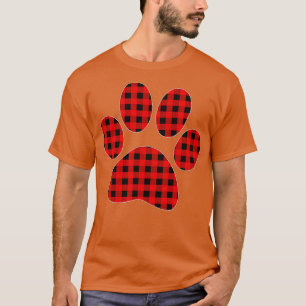 T-shirt Chien chiot Empreinte de patte Red Plaid Matching