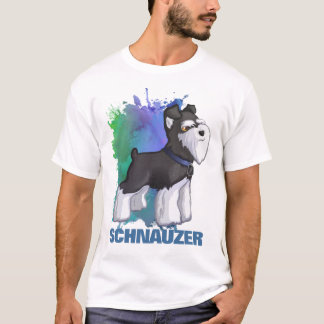 T-shirt Chien chiot noir et argenté Schnauzer