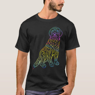 T-shirt Chien chiot Retriever doré Psychedelique Rétro