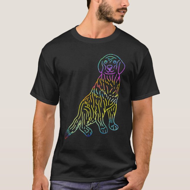 T-shirt Chien chiot Retriever doré Psychedelique Rétro (Devant)