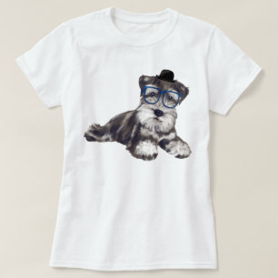T-shirt Chien chiot Schnauzer peint à la main