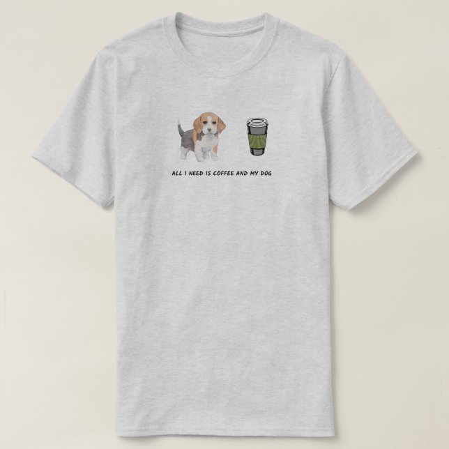 T-shirt Chien chiot thé amateurs de café mignonette (Design devant)