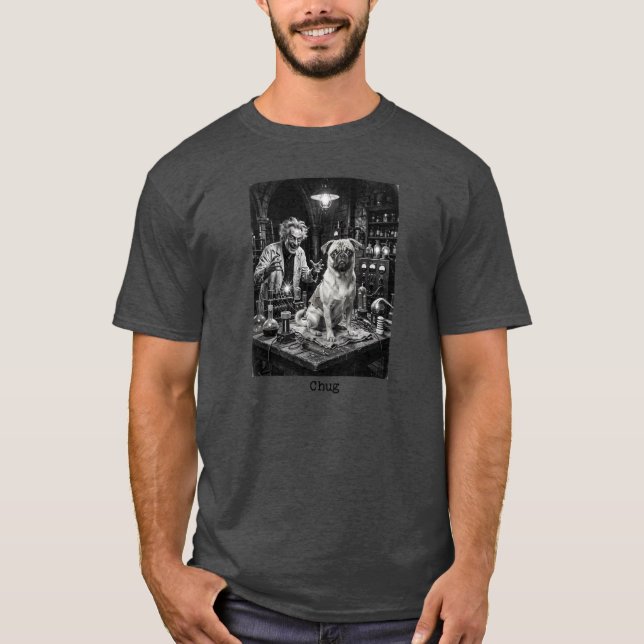 T-shirt Chien Chug Scientifique Fou Vintage  (Devant)