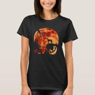 T-shirt Chien Citrouille Costume Halloween Whippet Et Lune