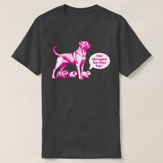 T-shirt Chien, cochons d'Inde, thérapeute (Design devant)