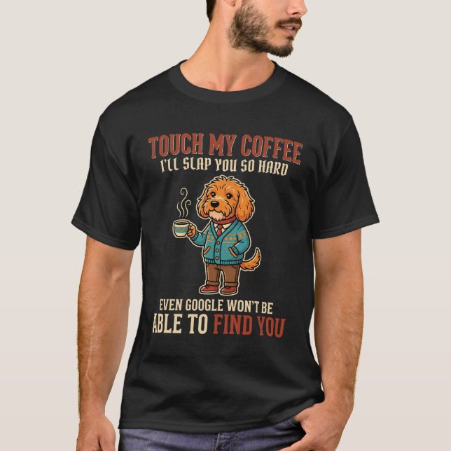 T-shirt Chien Cockapoo Drôle Amateur de Café (Devant)