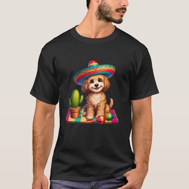 T-shirt Chien Cockapoo Mignon Cinco De Mayo Chapeau Cactus (Devant)