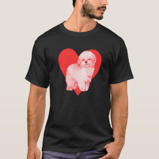 T-shirt Chien Coeur Rouge Bichon Frise
