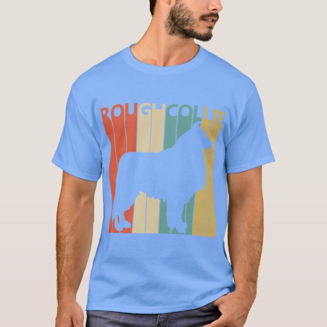 T-shirt Chien colley à poil long vintage (Devant)