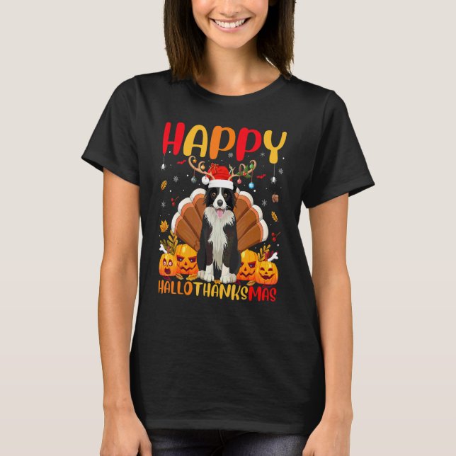 T-shirt Chien Colley   Colley heureux Hellothanksmas (Devant)