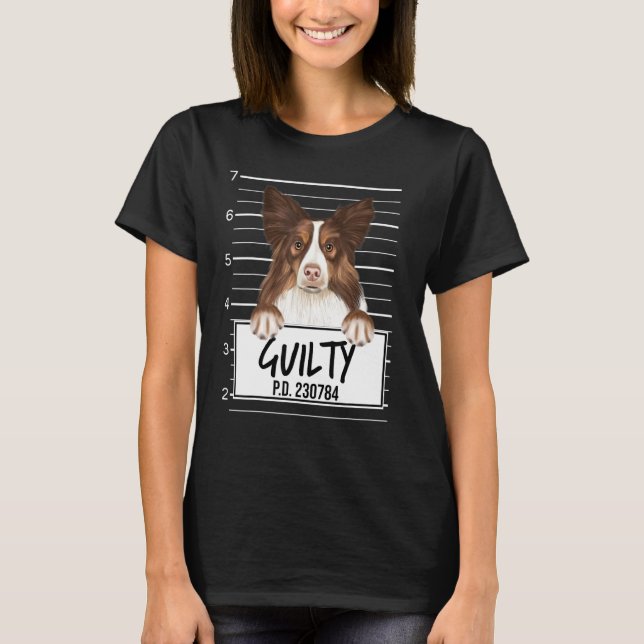 T-shirt Chien Collie Coupable Photo D'identité (Devant)