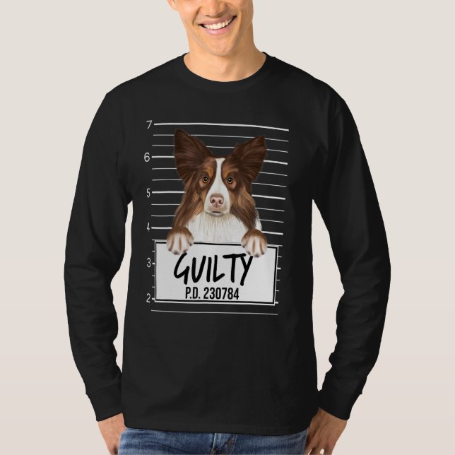 T-shirt Chien Collie Coupable Photo D'identité (Devant)