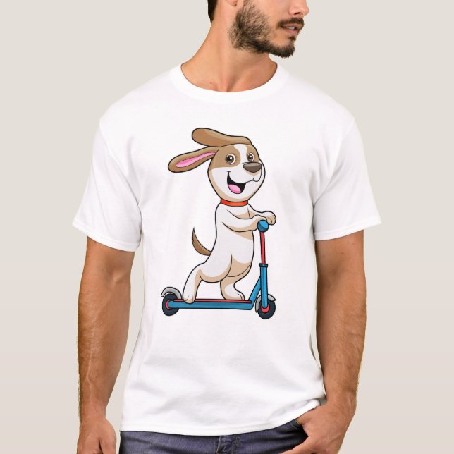 T-shirt Chien comme Biker avec Scooter (Devant)
