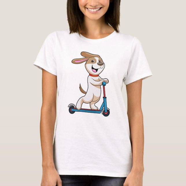 T-shirt Chien comme Biker avec Scooter (Devant)