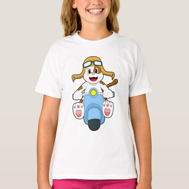 T-shirt Chien comme Biker avec Scooter.PNG (Devant)