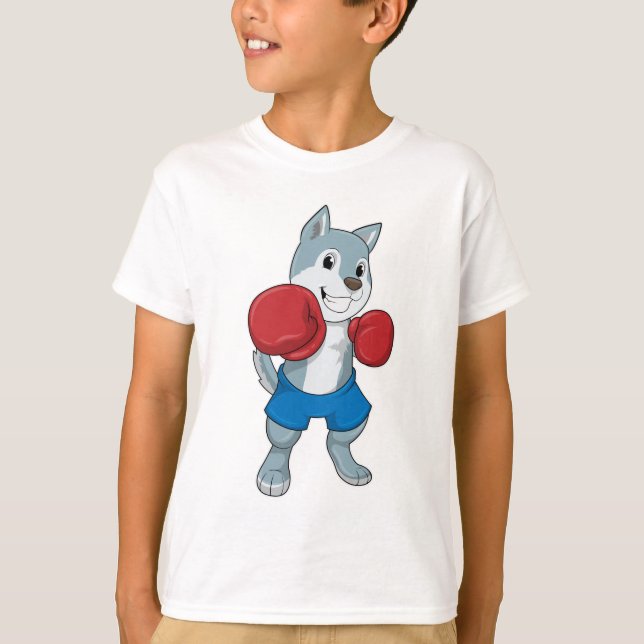 T-shirt Chien comme boîte avec gants de boxe (Devant)