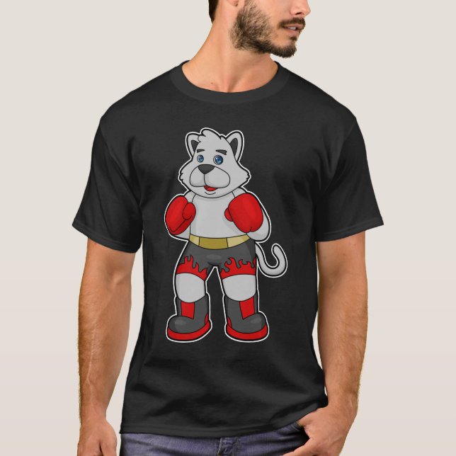 T-shirt Chien comme boîte avec gants de boxe (Devant)