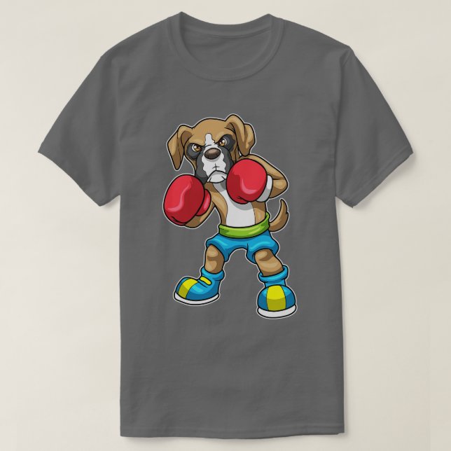 T-shirt Chien comme boîte avec gants de boxe 1 (Design devant)