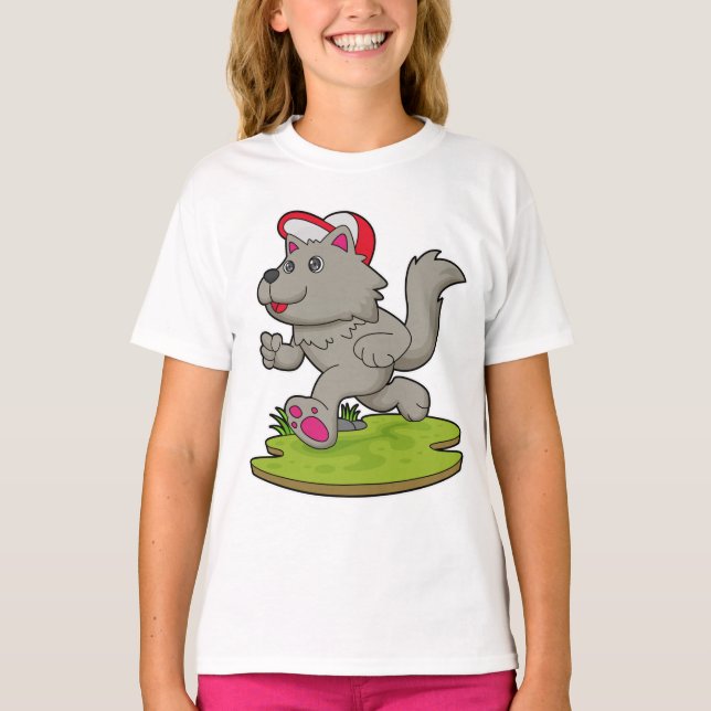 T-shirt Chien comme coureur avec Casquette (Devant)