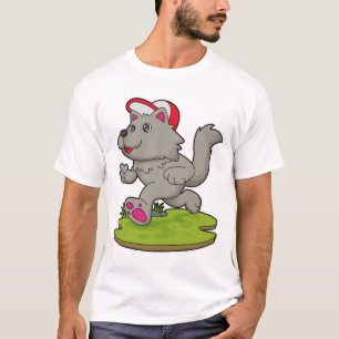 T-shirt Chien comme coureur avec Casquette
