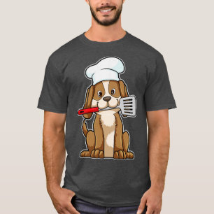 T-shirt Chien comme cuisinier avec une spatule et un chape