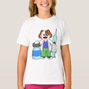 T-shirt Chien comme docteur avec seringue