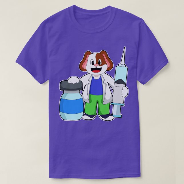 T-shirt Chien comme docteur avec seringue (Design devant)
