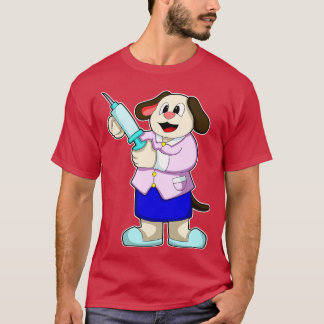 T-shirt Chien comme docteur avec seringue 1