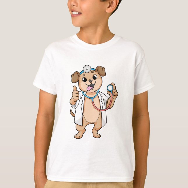 T-shirt Chien comme docteur avec Stethoscope (Devant)