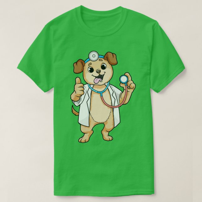 T-shirt Chien comme docteur avec Stethoscope (Design devant)