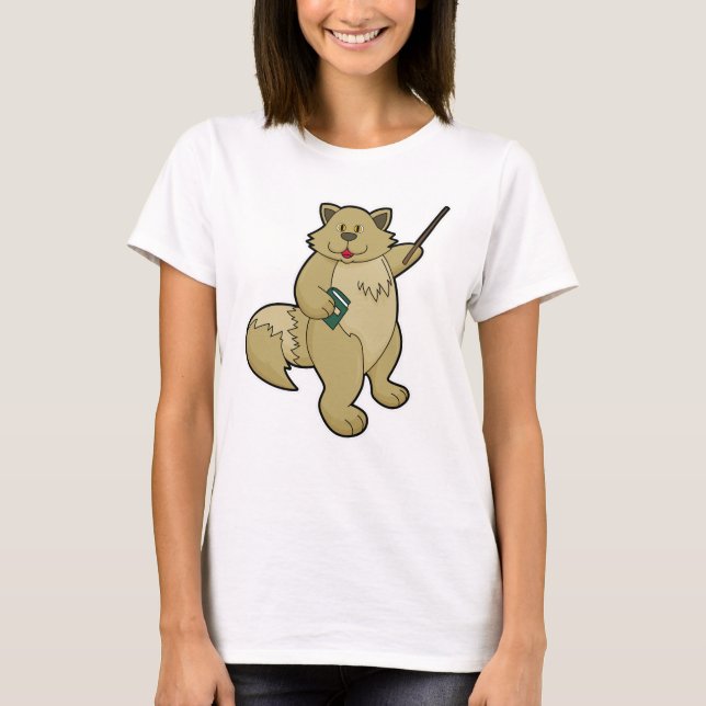 T-shirt Chien comme enseignant avec livre et pointeur (Devant)