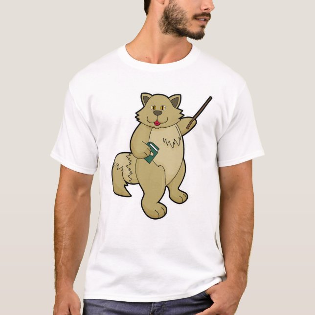 T-shirt Chien comme enseignant avec livre et pointeur (Devant)